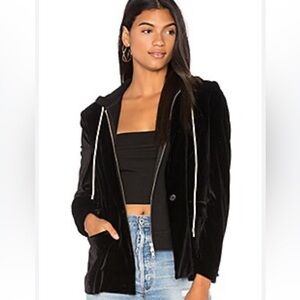 Central Park West Revolve Ocean Drive Black Velvet Hoodie Blazer size XS